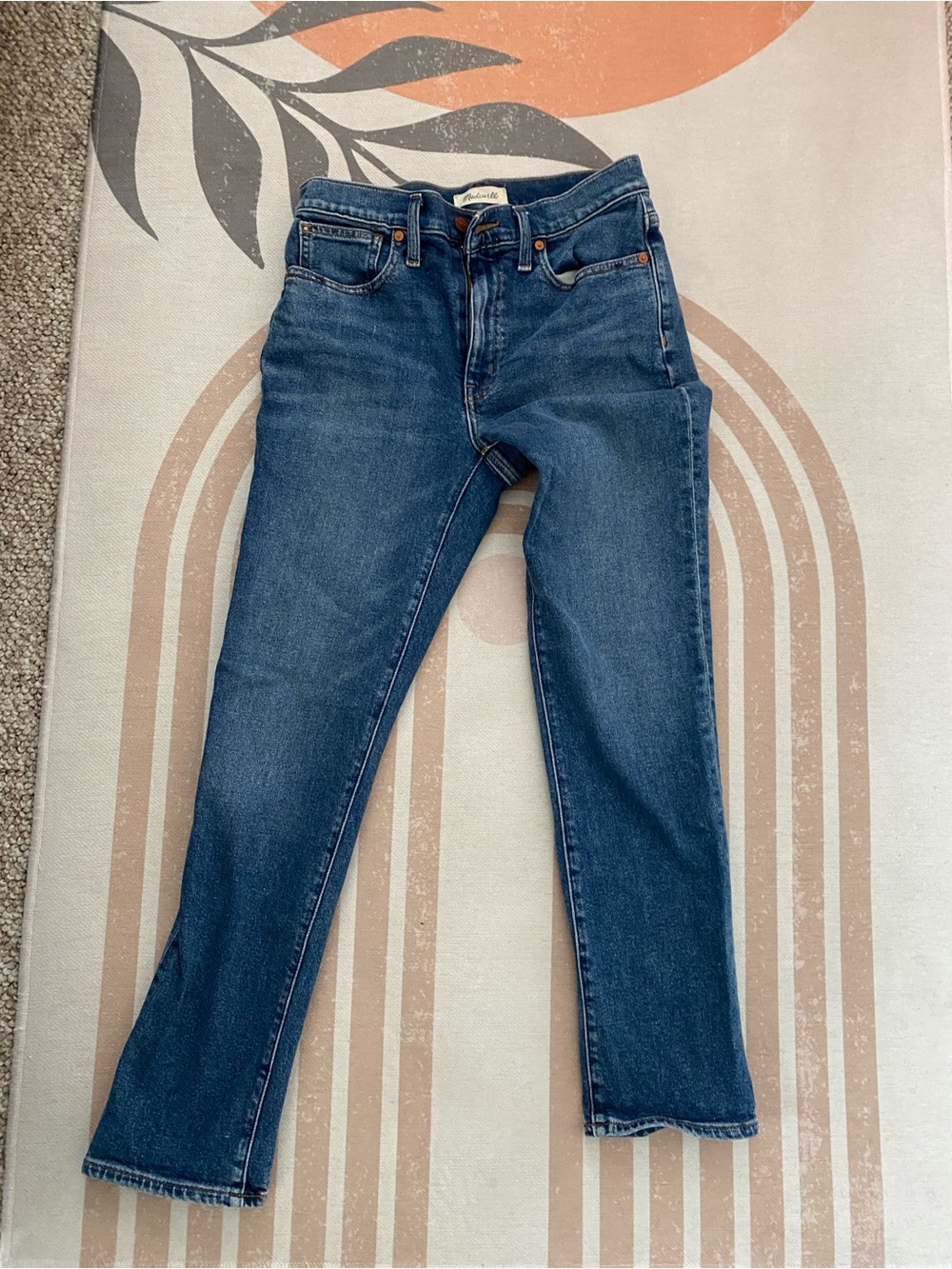 Madewell Straight Leg Jeans in Dark Blue Wash